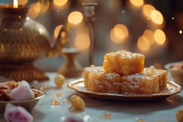 une assiette de beignets assise sur le dessus d'une table