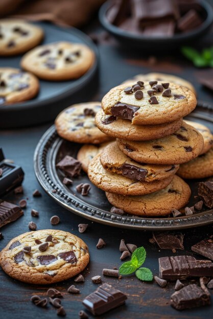 Assiette de biscuits au chocolat