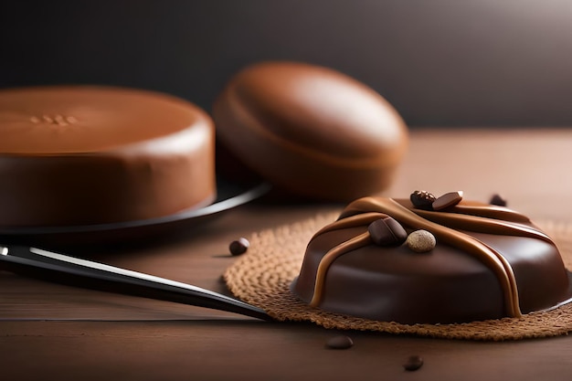 Une assiette de biscuits enrobés de chocolat avec une cuillère à côté.