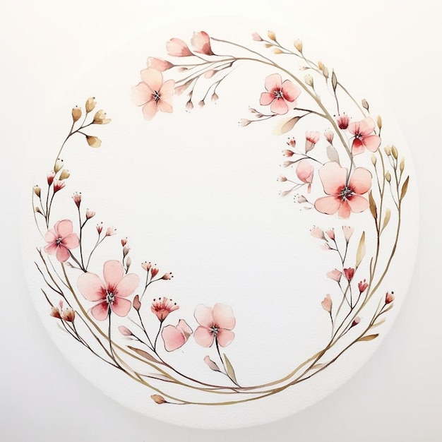 Photo une assiette blanche avec des fleurs dessus et un cercle avec les mots 