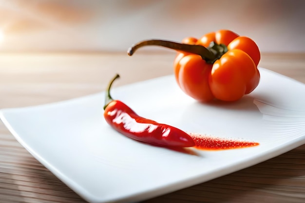 Une assiette blanche avec des poivrons rouges dessus