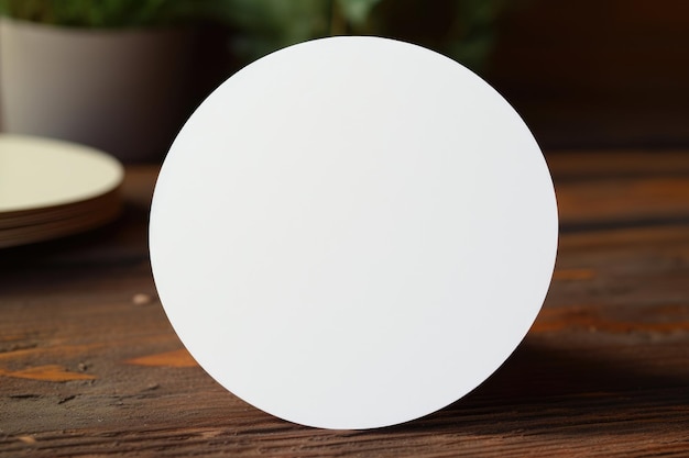 Photo une assiette blanche vide sur une table en bois