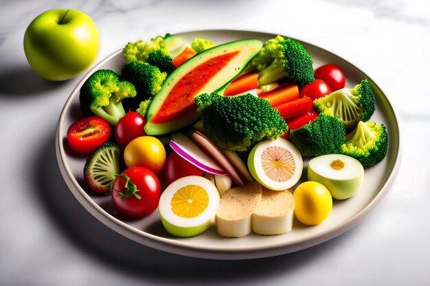 Assiette avec une bonne nutrition, santé et perte de poids