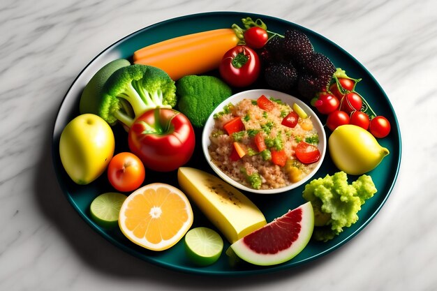 Assiette avec une bonne nutrition, santé et perte de poids