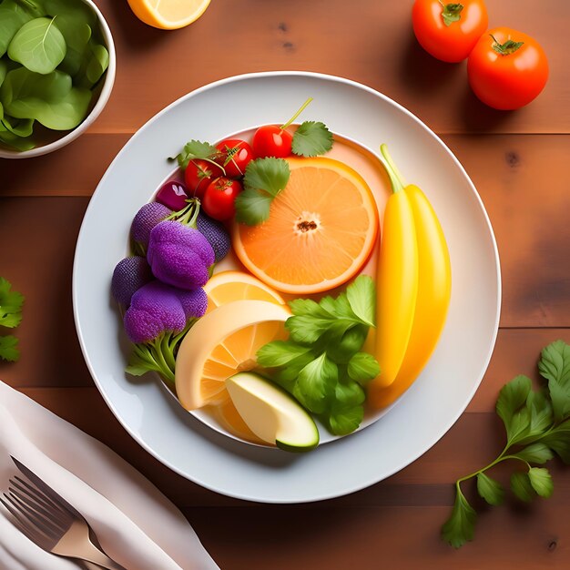 Photo assiette avec une bonne nutrition, santé et perte de poids