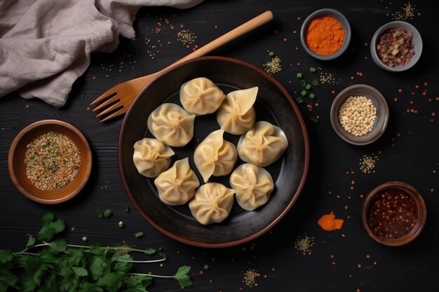 Photo une assiette de boulettes avec des épices