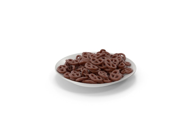 Assiette avec bretzels enrobés de chocolat