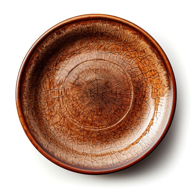 assiette de céramique brune terreuse élégante forme irrégulière avec un design d'idée de concept créatif tex