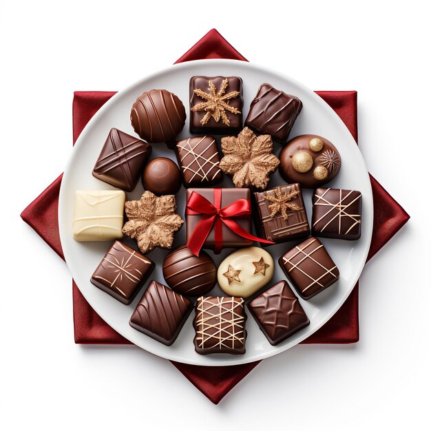 assiette de chocolat de Noël en forme de bonhomme de neige multiple AI Génératif