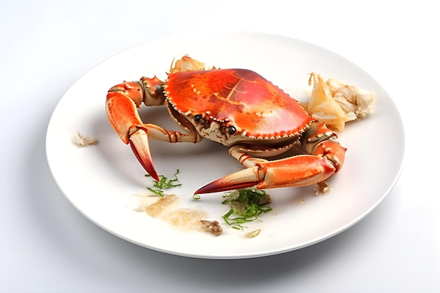 Une assiette de crabe avec de l'ail dessus