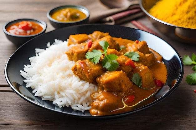 Une assiette de curry avec riz et sauce curry