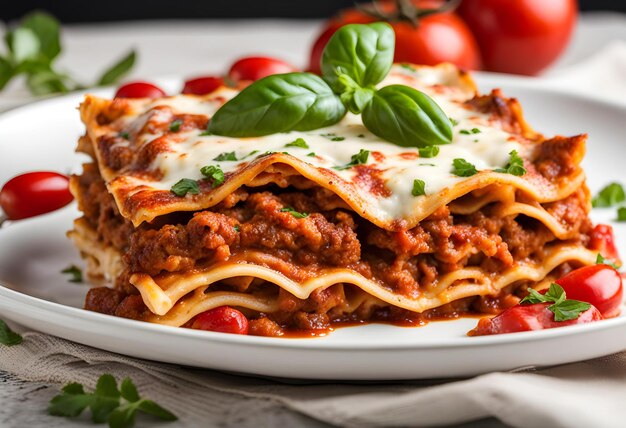 Photo une assiette de délicieuses lasagnes