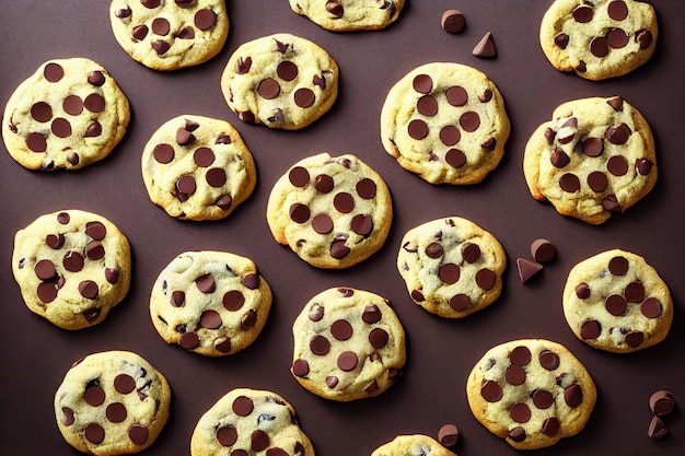 Assiette à dessert délicieux biscuits à l'avoine sucrés avec des gouttes et des morceaux de chocolat