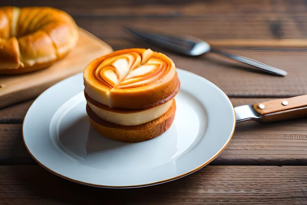 Une assiette de desserts avec un gâteau en forme de coeur dessus