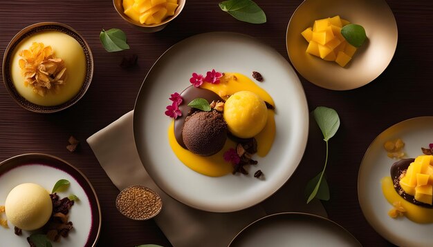 une assiette de desserts avec quelques saveurs différentes