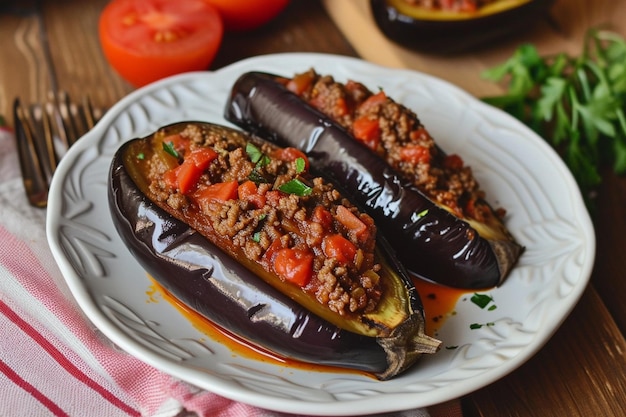 Photo une assiette avec deux hot-dogs et un poivre de banane dessus