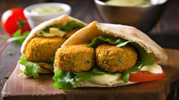 Une assiette de falafel avec une salade à côté