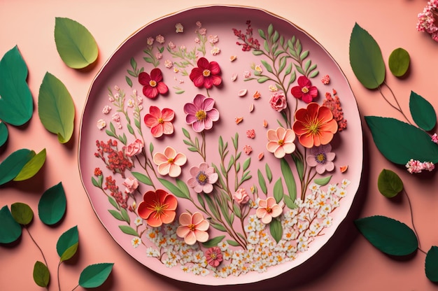 Assiette avec des fleurs