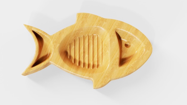 Assiette en forme de poisson rendu 3d