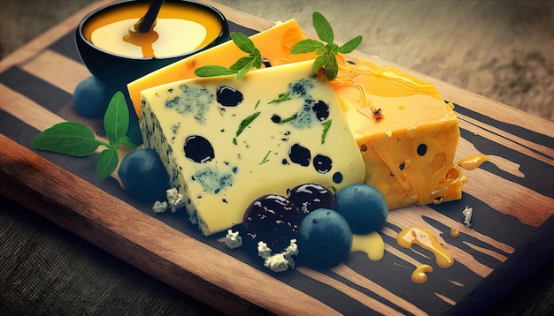 Assiette de fromages appétissante AI générative