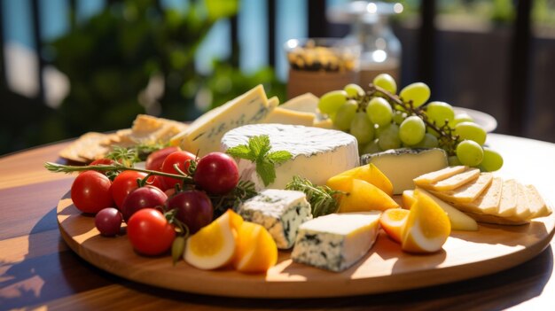 Photo assiette de fromages magnifiquement servie au restaurant délices de fromages exquis symphonie de fromages