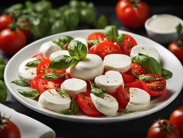 une assiette de fromages avec un tas de tomates dessus