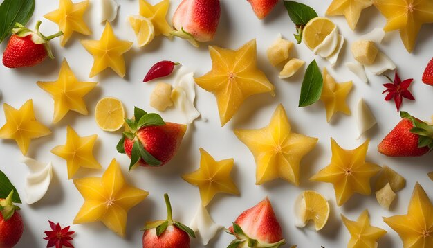 une assiette de fruits et de crème glacée avec les mots " fraises " sur elle