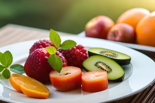 une assiette de fruits frais sur une table