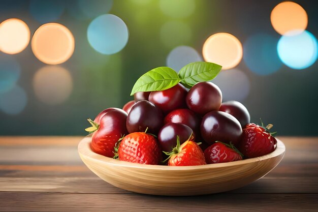 Une assiette de fruits avec des fraises et des fraises dessus