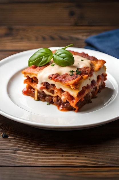 Photo une assiette de lasagne avec une tranche de lasagne dessus