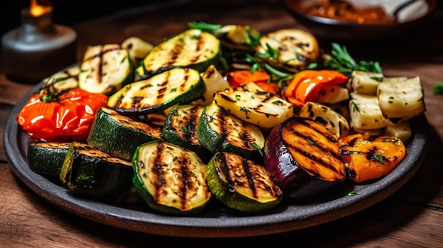 Une assiette de légumes grillés avec des légumes Grillés