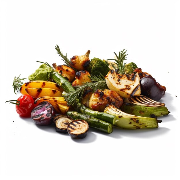 Une assiette de légumes avec le mot « grill » dessus