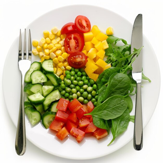 Photo une assiette de légumes, y compris des concombres, des concombres et des concombres