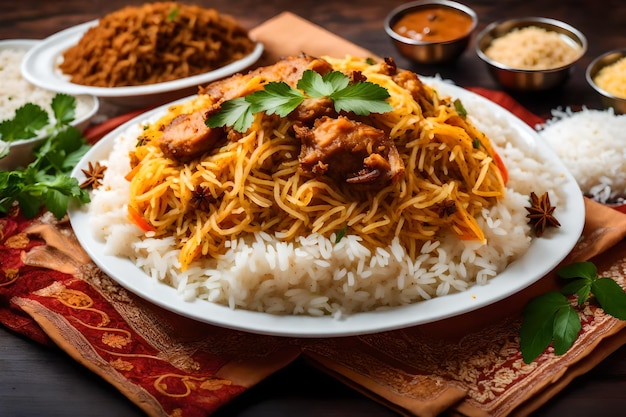 Une assiette de Malabar Biryani avec son riz cuit dans du lait de coco et des épices