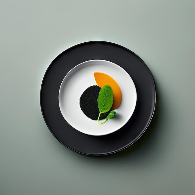 Assiette minimaliste de nourriture végétalienne