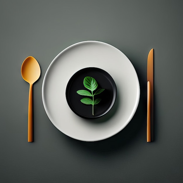 Assiette minimaliste de nourriture végétalienne