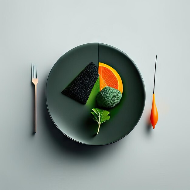 Photo assiette minimaliste de nourriture végétalienne