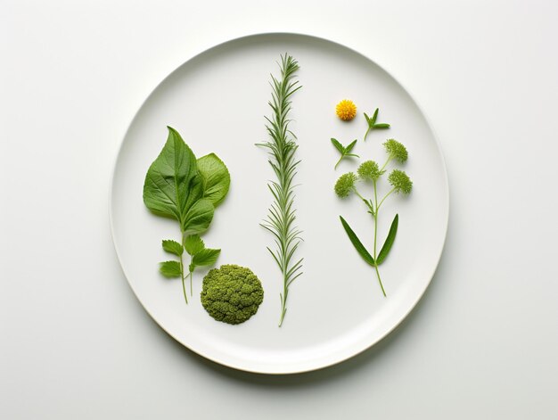 Photo une assiette minimaliste de nourriture végétalienne