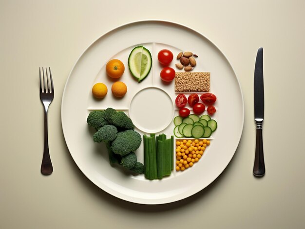 Photo une assiette minimaliste de nourriture végétalienne