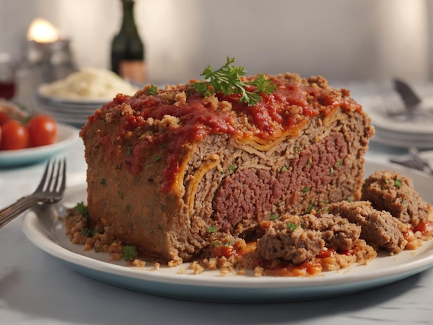 une assiette avec un morceau de viande et un morceaux de viande dessus