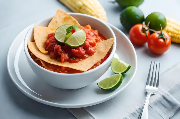 Une assiette de nachos aux tomates et concombre