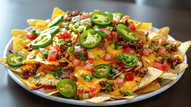 Une assiette de nachos frais avec une sauce au fromage jalapeno épicée