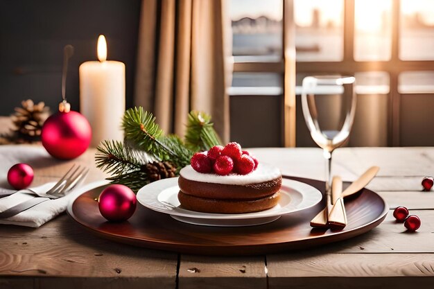 Photo une assiette de nourriture avec des baies dessus