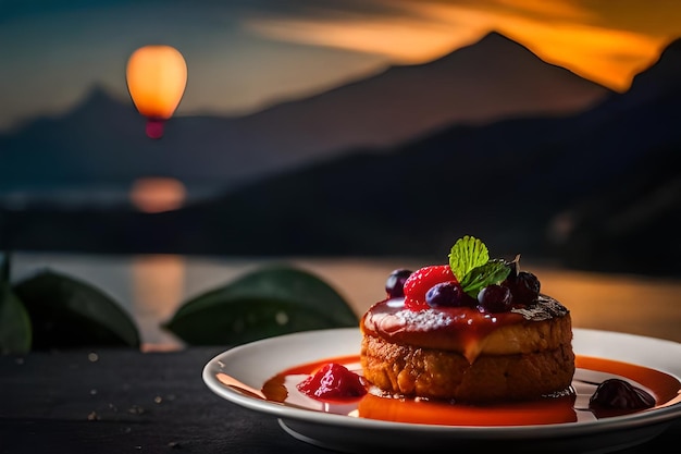 Photo une assiette de nourriture avec une bougie en arrière-plan