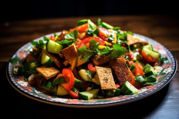 une assiette de nourriture avec des concombres, du concombre et du concombre.