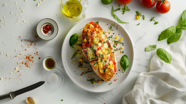 une assiette de nourriture avec un couteau et un couteaux sur une table