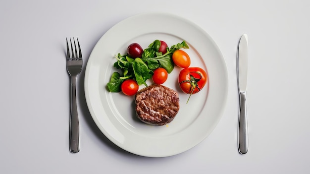 une assiette de nourriture avec un couteau et une fourchette et un couteaux dessus