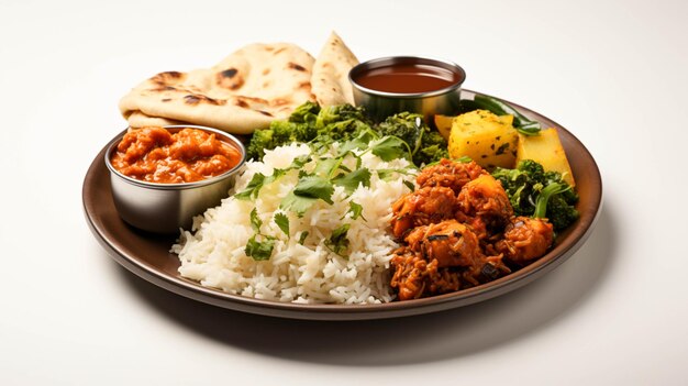 Photo une assiette de nourriture deshi dans une assiette isolée sur blanc