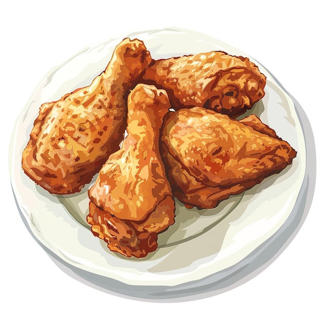 une assiette de nourriture avec un dessin de poulet dessus