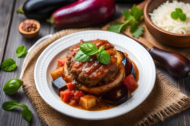 Une assiette de nourriture avec du riz et des légumes dessus